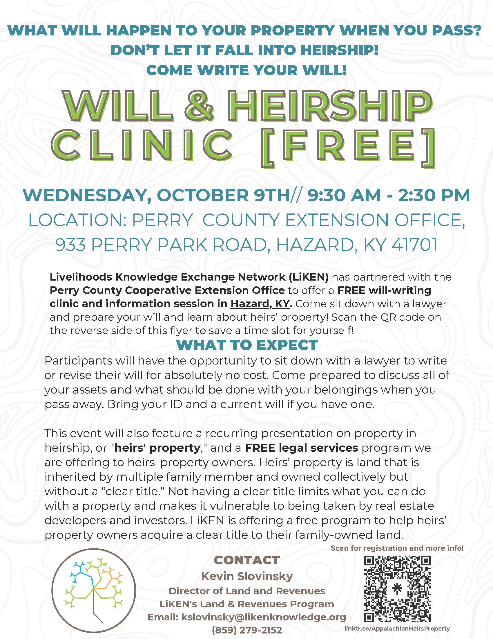 Will & Heirship Clinic flyer